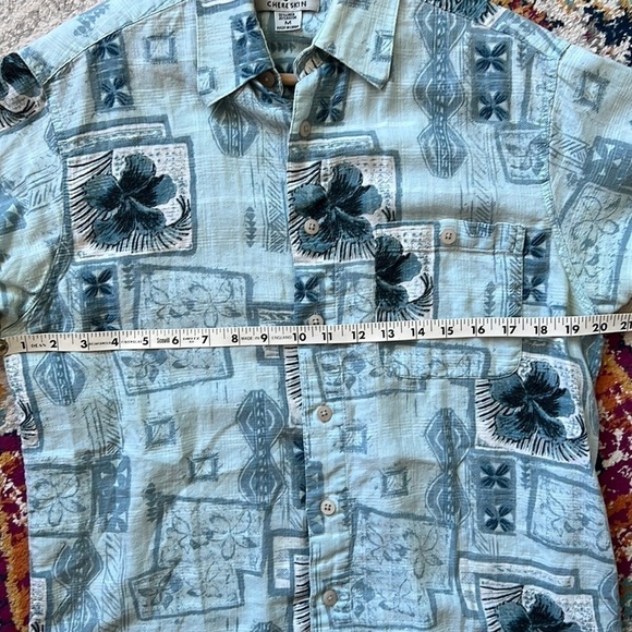 Chereskin Men’s Linen Blend Short Sleeve Hawaiian Button Down Shirt Medium - Picture 7 of 8